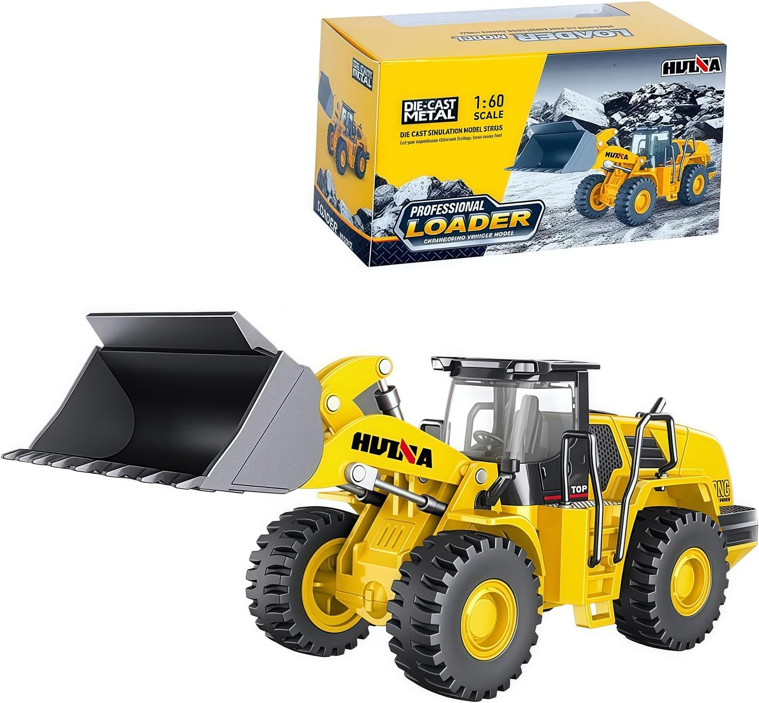 1/60 Wheeled Loader Heavy Duty Construction Metal Bulldozer, Loder Vehicle Toys for Kids, Outdoor Sandbox Car Toys, Birthday Gift Toddler Boy Kid