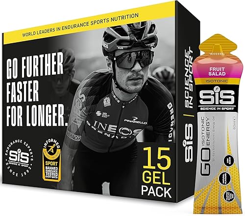SiS Go Gel energético isotónico, bajo en azúcar, alto en carbohidratos (sabor a ensalada de fruta), paquete de 15