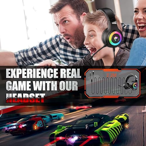 Miniatura 6 de Auriculares para juegos Xbox One con sonido envolvente estéreo auriculares para juegos PS4 con micrófono y luz LED con cancelación de ruido sobre la