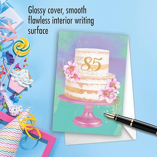 Miniatura 5 de NobleWorks Tarjeta de felicitación de cumpleaños 85 con sobre de 5 x 7 pulgadas (1 tarjeta) número pastel 85 C10115MBG