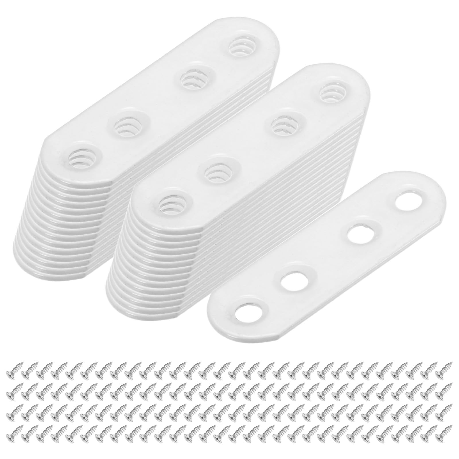 M METERXITY 30-Pack Flat Straight Brackets, 2.17 x 0.71 Inch Flat Bracket Mending for Wood Furniture/ Timber PC Case Holder, Plate Furniture Brace [White]