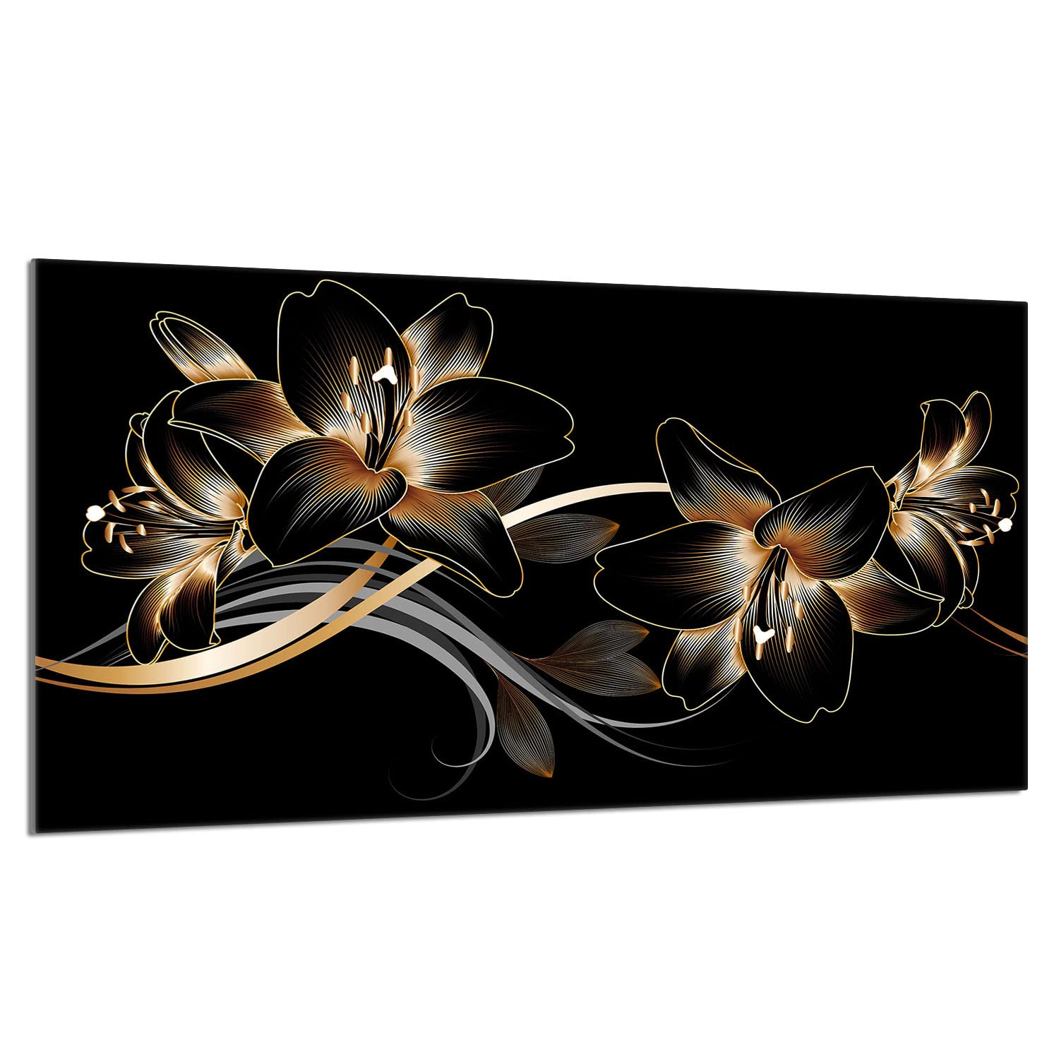 Placa protectora de vitrocerámica 90 x 52 cm 1 pieza cocina eléctrica universal para inducción protección contra salpicaduras tabla de cortar de vidrio templado como decoración, ORQUÍDEA