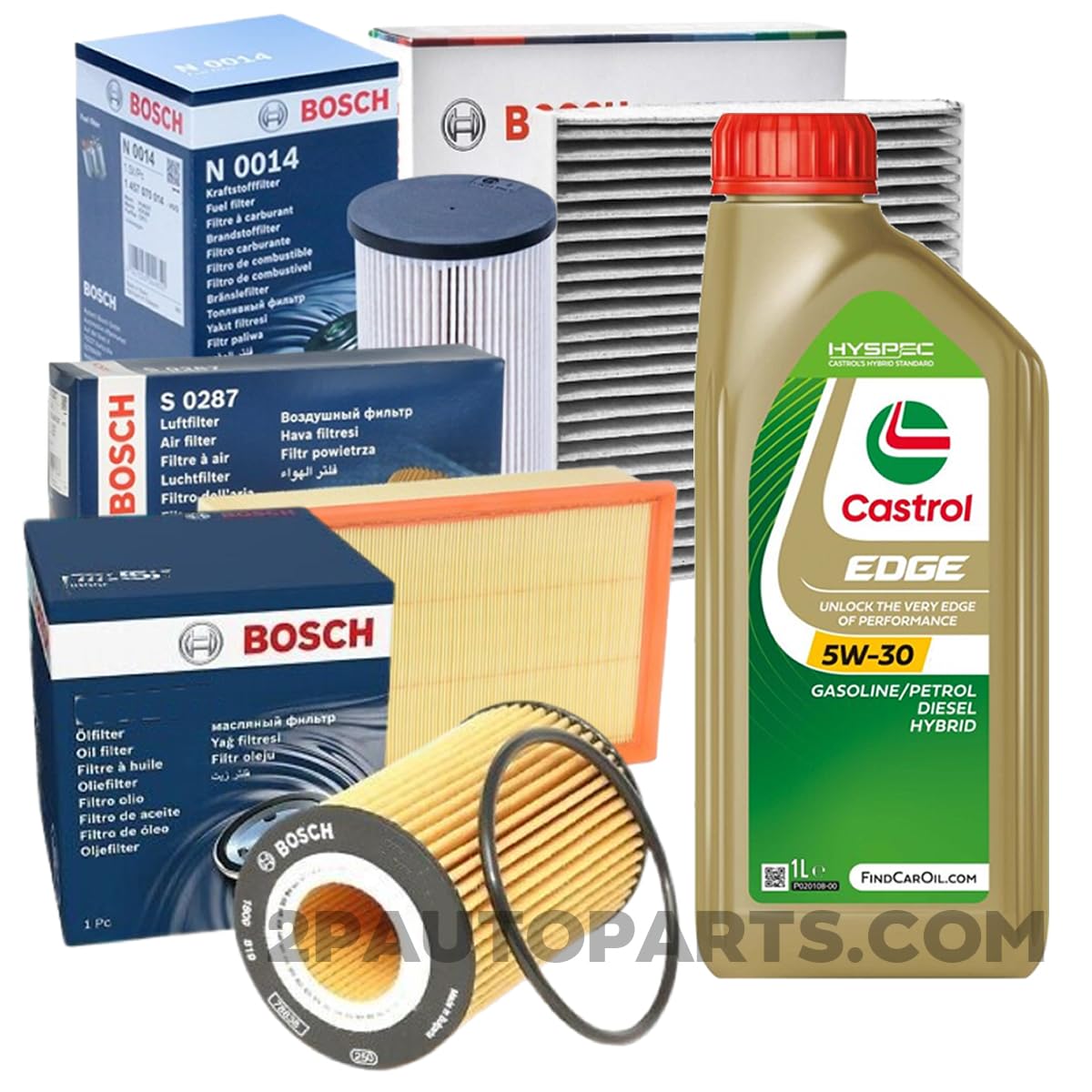 KIT TAGLIANDO 4 FILTRI (F. CARBURANTE, F. OLIO, F. ARIA, F. ABITACOLO) + 5LT OLIO MOTORE 5W-30 PER GOLF 7 VII 1.6 TDI, A3 1.6 TDI