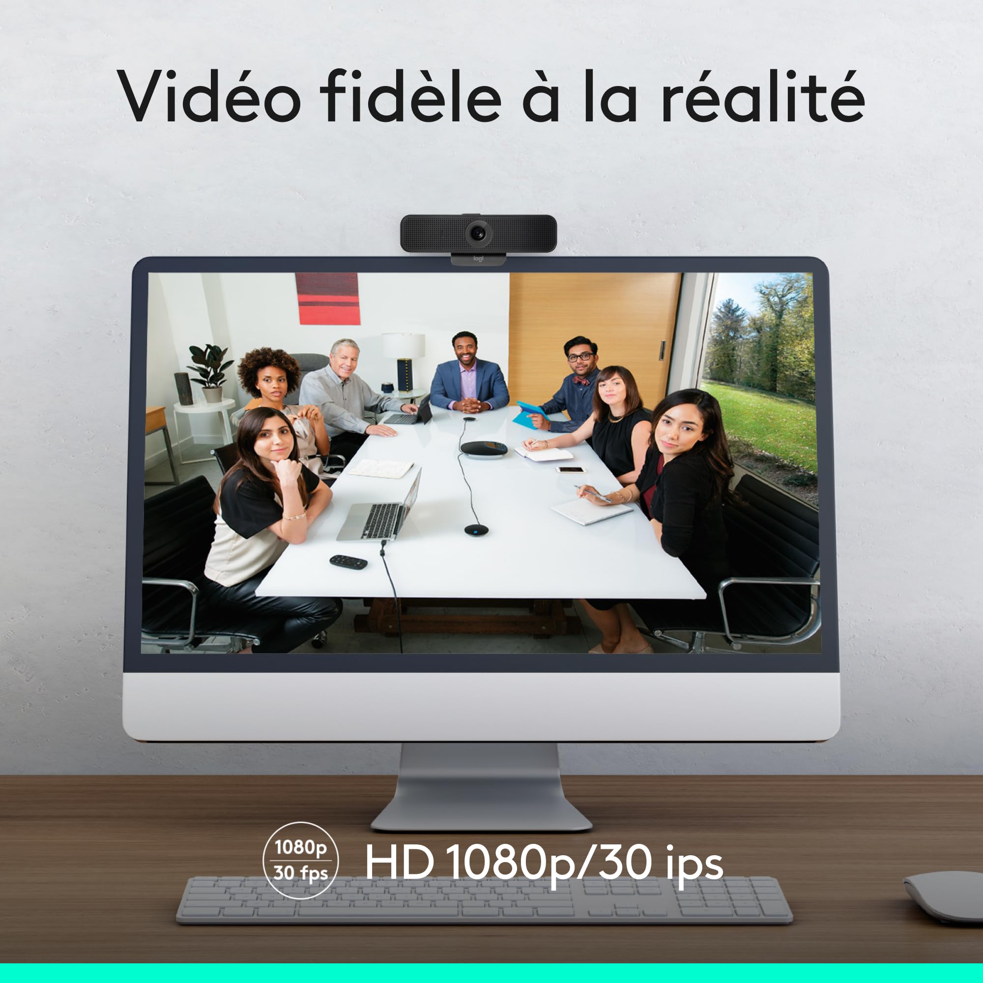 Logitech C925e, Webcam Professionnelle, vidéo HD 1080p/30 IPS, Correction lumière, autofocus, Son Clair, obturateur confidentialité, pour Microsoft Teams, Google Meet, Skype, WebEx, Cisco – Noir
