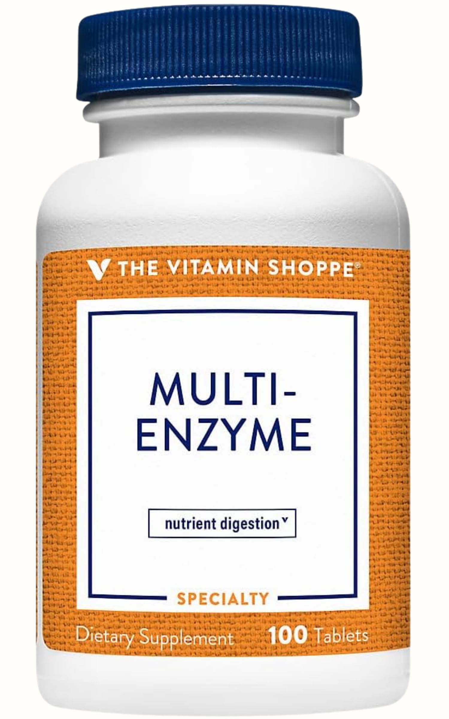 The Vitamin Shoppe Digestive Enzymes - Complete Multi-Enzyme Formula | Protein Fat Carb Digestion | 100 Tablets | Plant-Based 100 Count (Pack of 1)