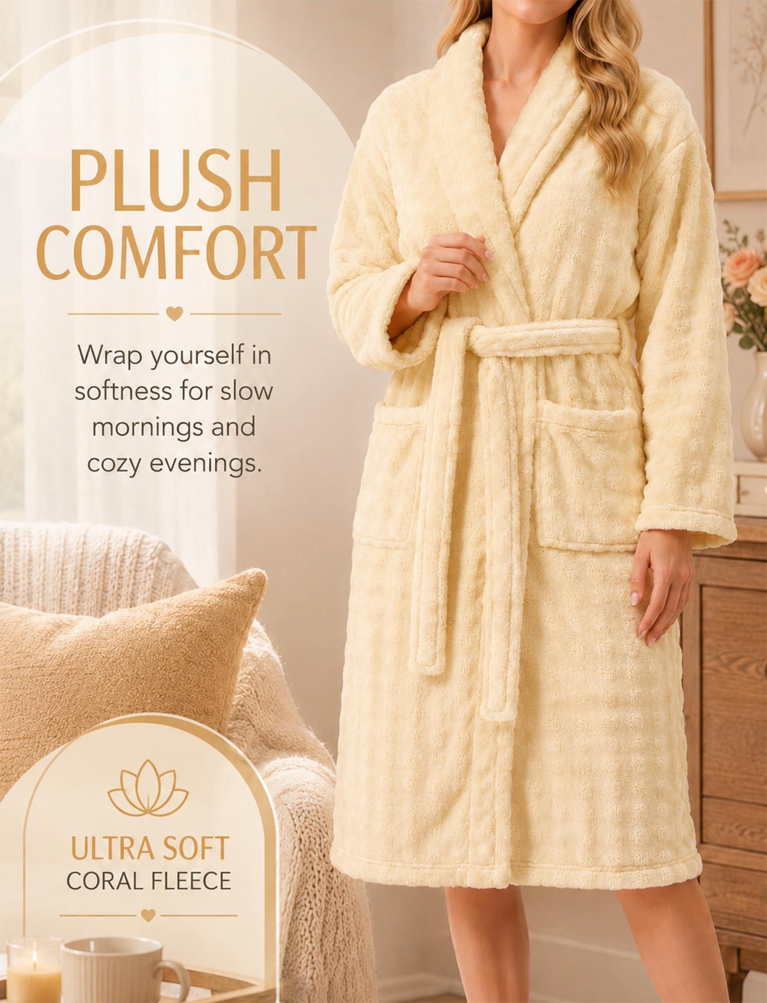 Peignoir de Bain épais Pour Femme Robe de Chambre Flanelle Chaud | Extra doux, absorbant, chaleur en peluche, serviettes Peignoirs pour femmes