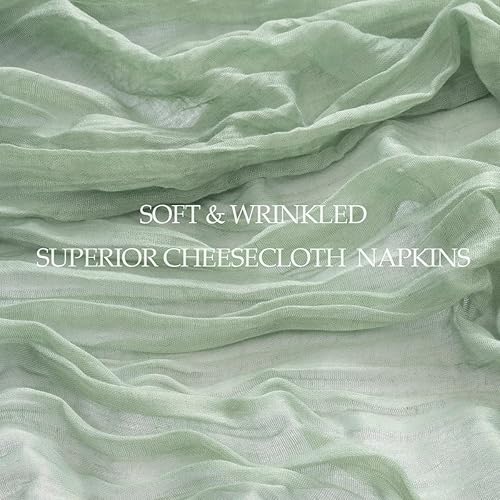 Miniatura 6 de DeZerlor Paquete de 12 servilletas de tela verde salvia, estilo bohemio, de gasa, juego de 12 servilletas de lino y algodón suave para el día de San