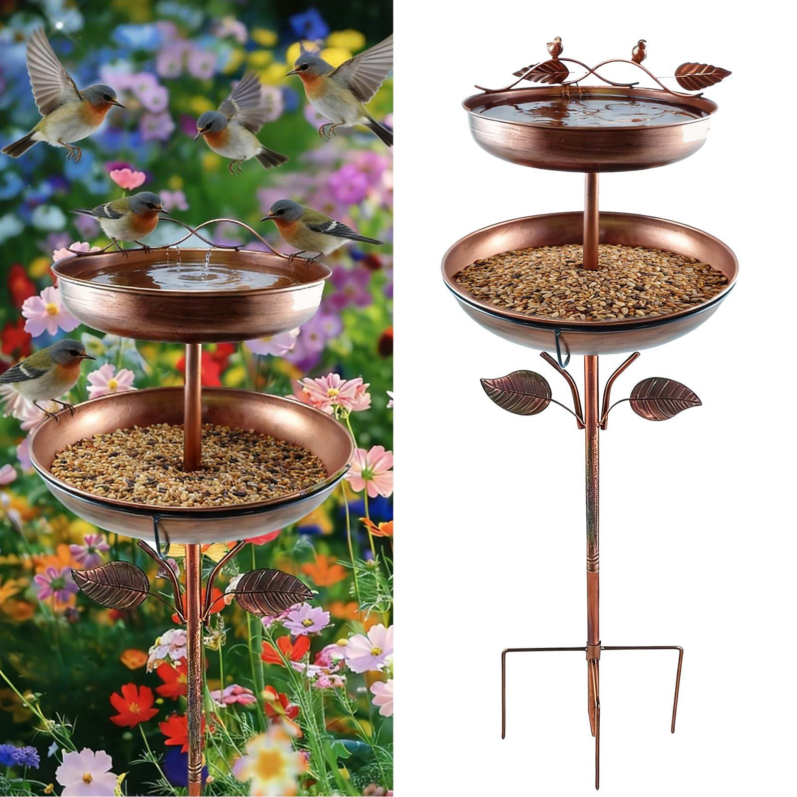 Vogeltränke Stehend: 1 Stück Vogeltränke Garten Groß Frostsicher Winterfest 120cm Metall Freistehend Mit Stabiler Basis Für Gartenhof Terrasse Balkon Wildvögel