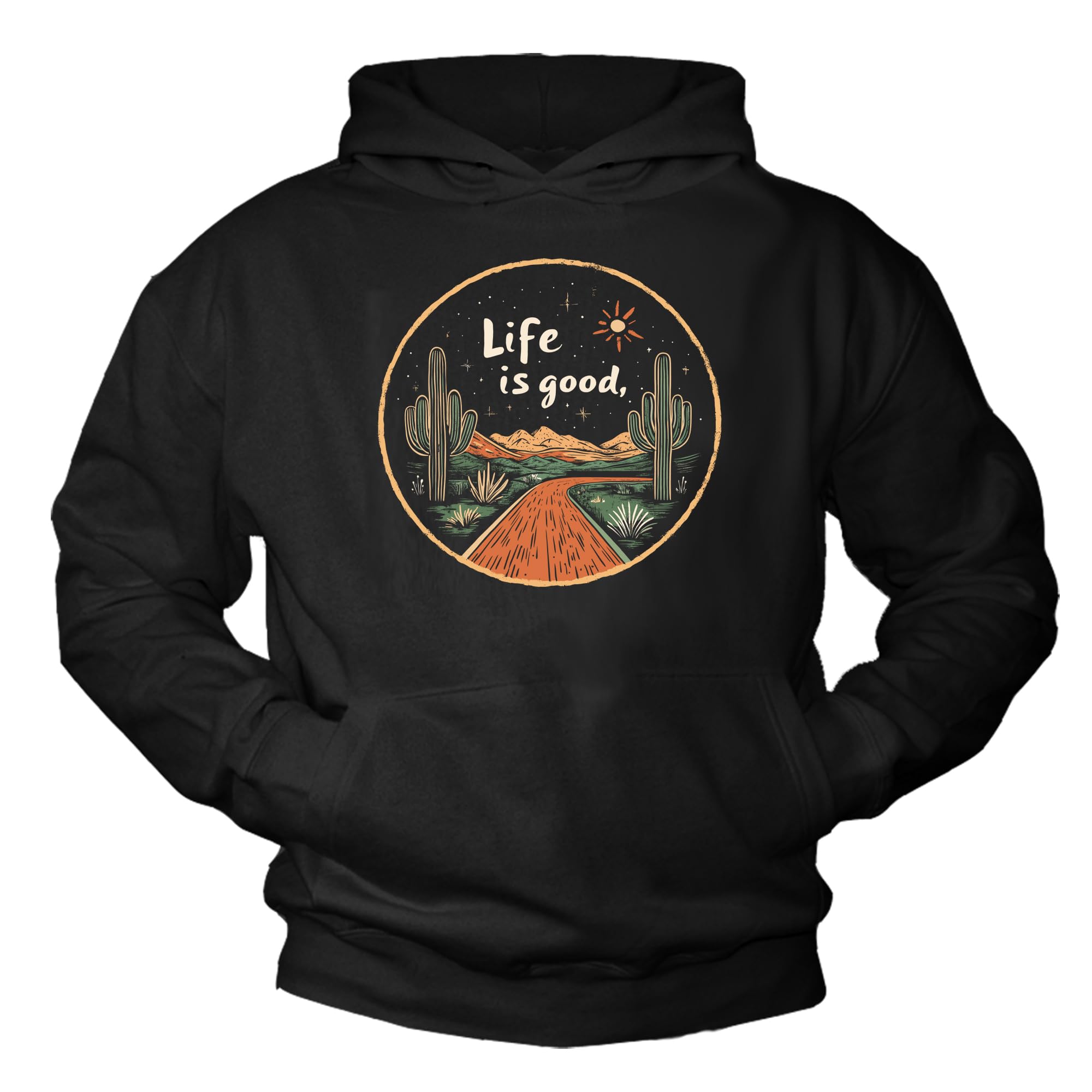 MAKAYA bluza z kapturem męska z motywem kaktusa vintage boho styl luźny hoodie
