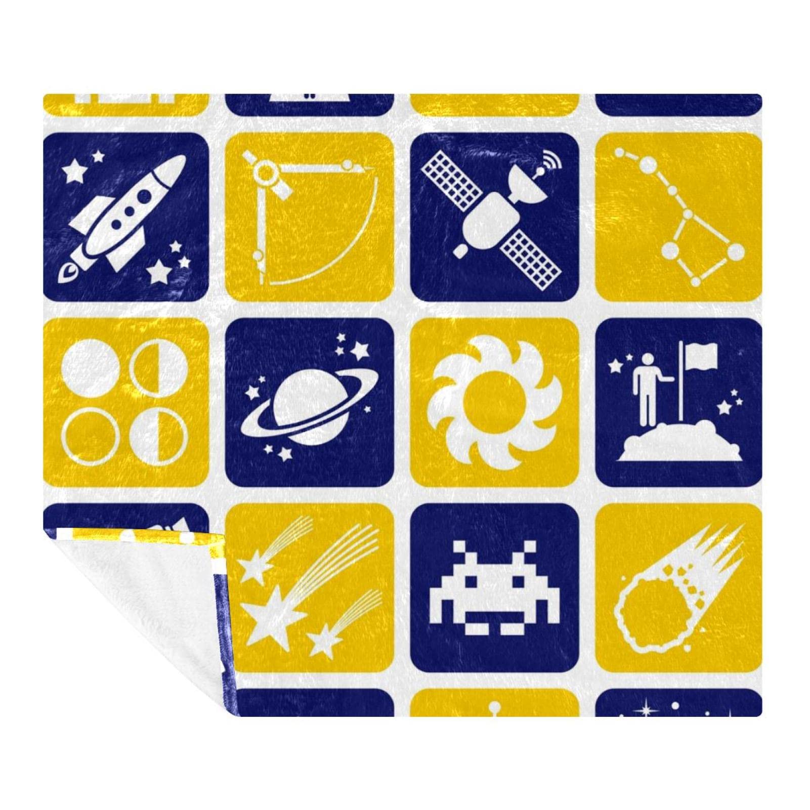 Couverture microfleece douce astronomie 150x130cm légère pour lit et voyage