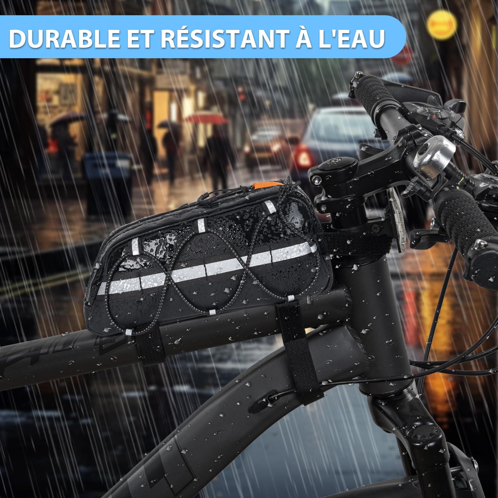Sacoche De Cadre Vélo étanche 1,2L - Pour VTT, Vélo De Route - Installation Facile, Bandes Réfléchissantes