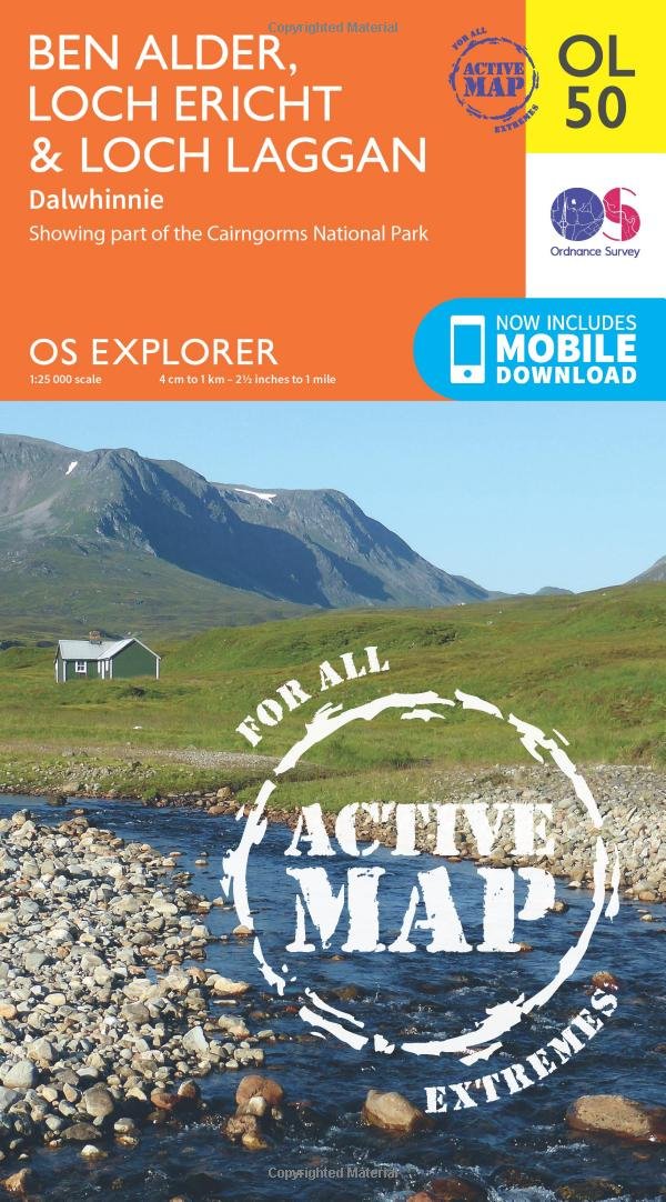 Ordnance Survey Explorer Active Map Ol50 Ben Alder, Loch Ericht &