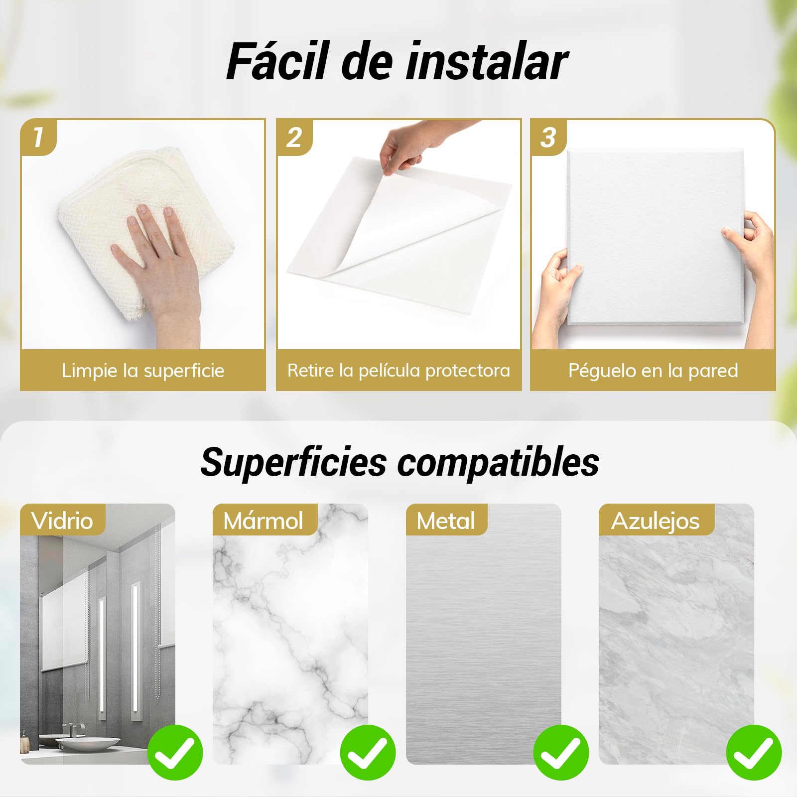TONOR 18 PCS Paneles AcúSticos Adhesivos Cuadrados, 30 x 30 x 0,9 cm, Aislamiento AcúStico con Baldosas Murales de PoliéSter de Alta Densidad para Paredes, Techos y Puertas, Blanco