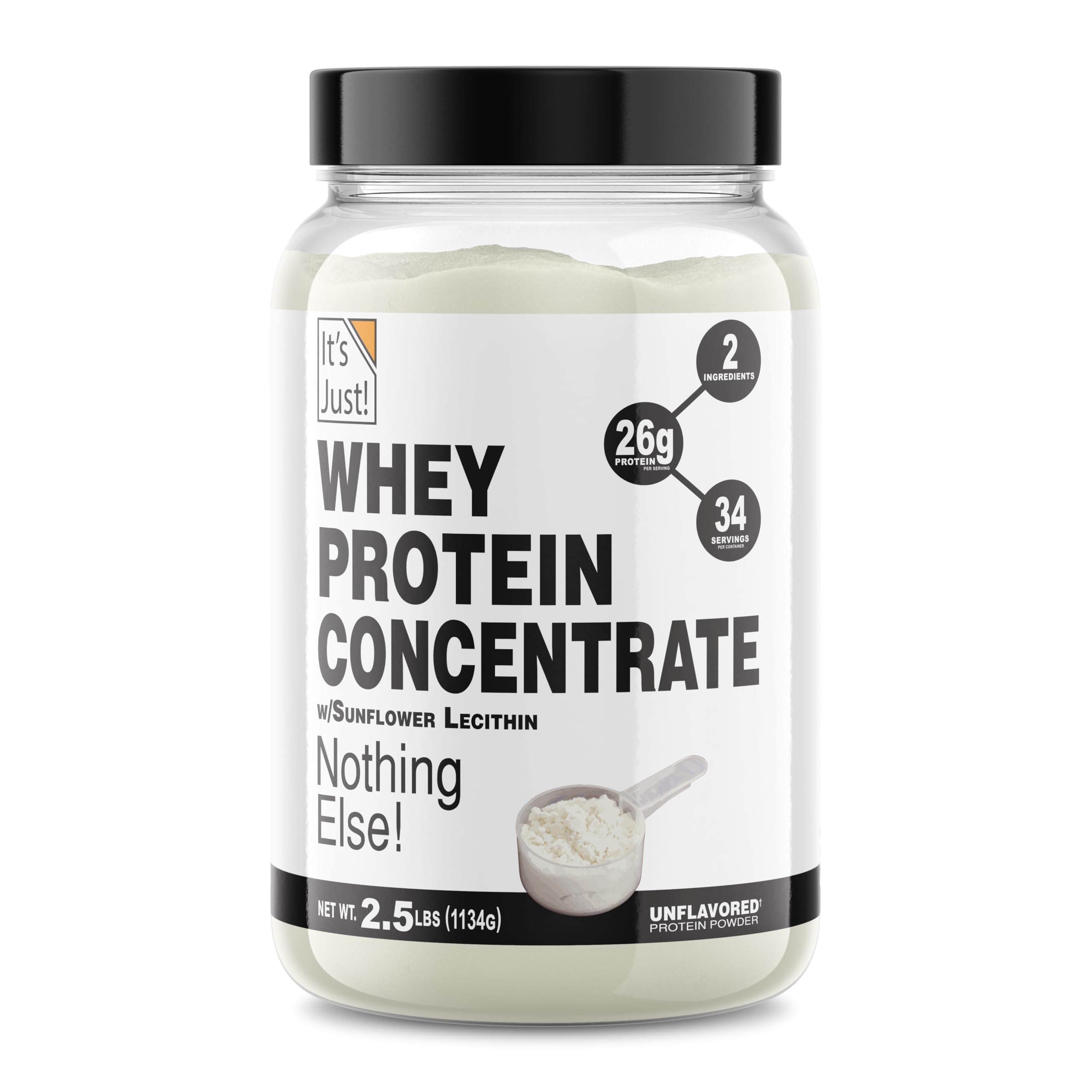 It's Just! - 100% Whey Protein Concentrate, Made in USA, Premium WPC-80, No Added Flavors or Artificial Sweeteners (2.5 Pound, Unflavored)