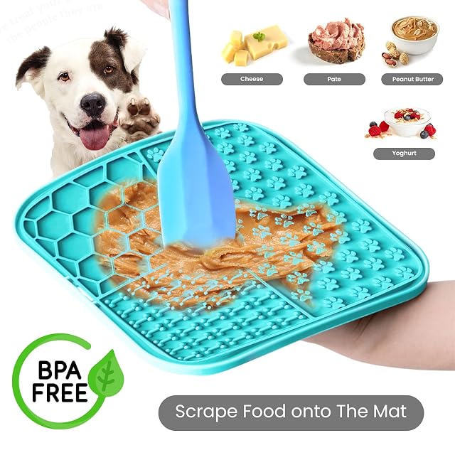 Foto 3 de 6 de Licky Mats para Perros - Tapetes para lamer Verde/Azul con espátula, Accesorios para Perros, Almohadilla…