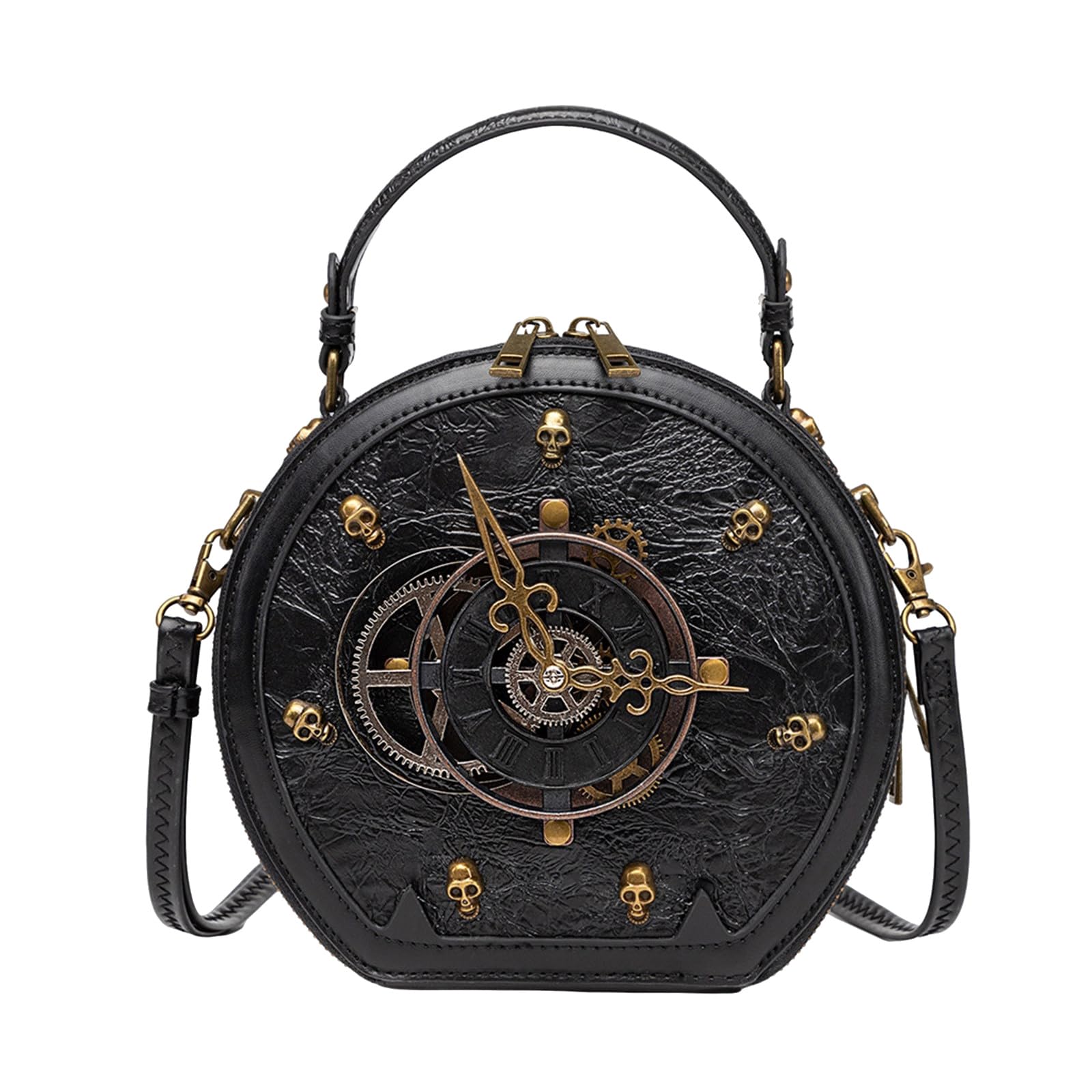 Borsa a tracolla retrò per le donne borsa dell'orologio in pelle PU spalla borsa alla moda elegante messaggeri donna steampunk spalla in pelle PU Crossbody orologio retrò