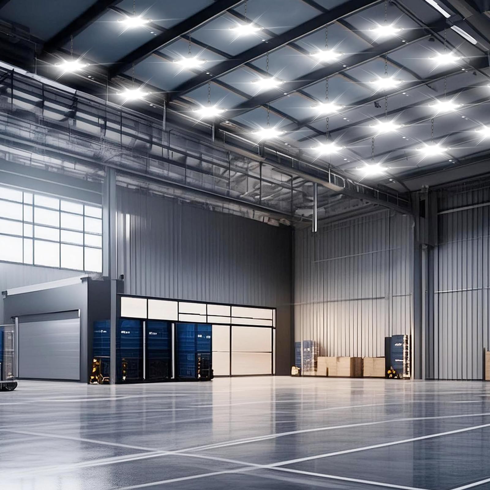 papasbox 2 lámparas LED de 500 W para taller, luz blanca fría, IP65, resistente al agua, lámpara de taller, iluminación de salón, lámpara industrial