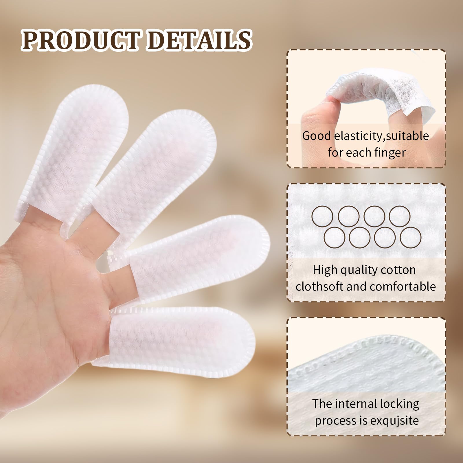 DAWZMR 200 PCS Cotton Finger Cots Gauze Sleeve, Breathable, Sweat Resistant, and Wear-Resistant Ear Cleaning Pads Finger Wipes for Dogs Ears, Fingernail Cover for Loss Nail - image 3