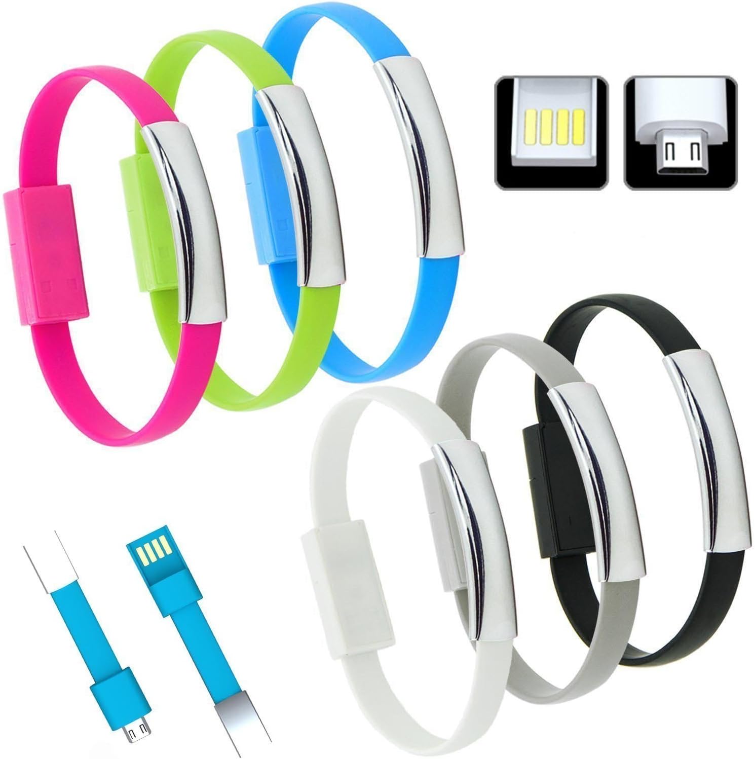 SDO™ Micro USB Bracelet Cable with Charging and Sync for Android Smart Phones Micro USB Samsung Galaxy, Lg, Nexus, Motorola, HTC, Micromax, Coolpad, Xiaomi and Other Android & Windows Smartphones / Tablets (all colour)