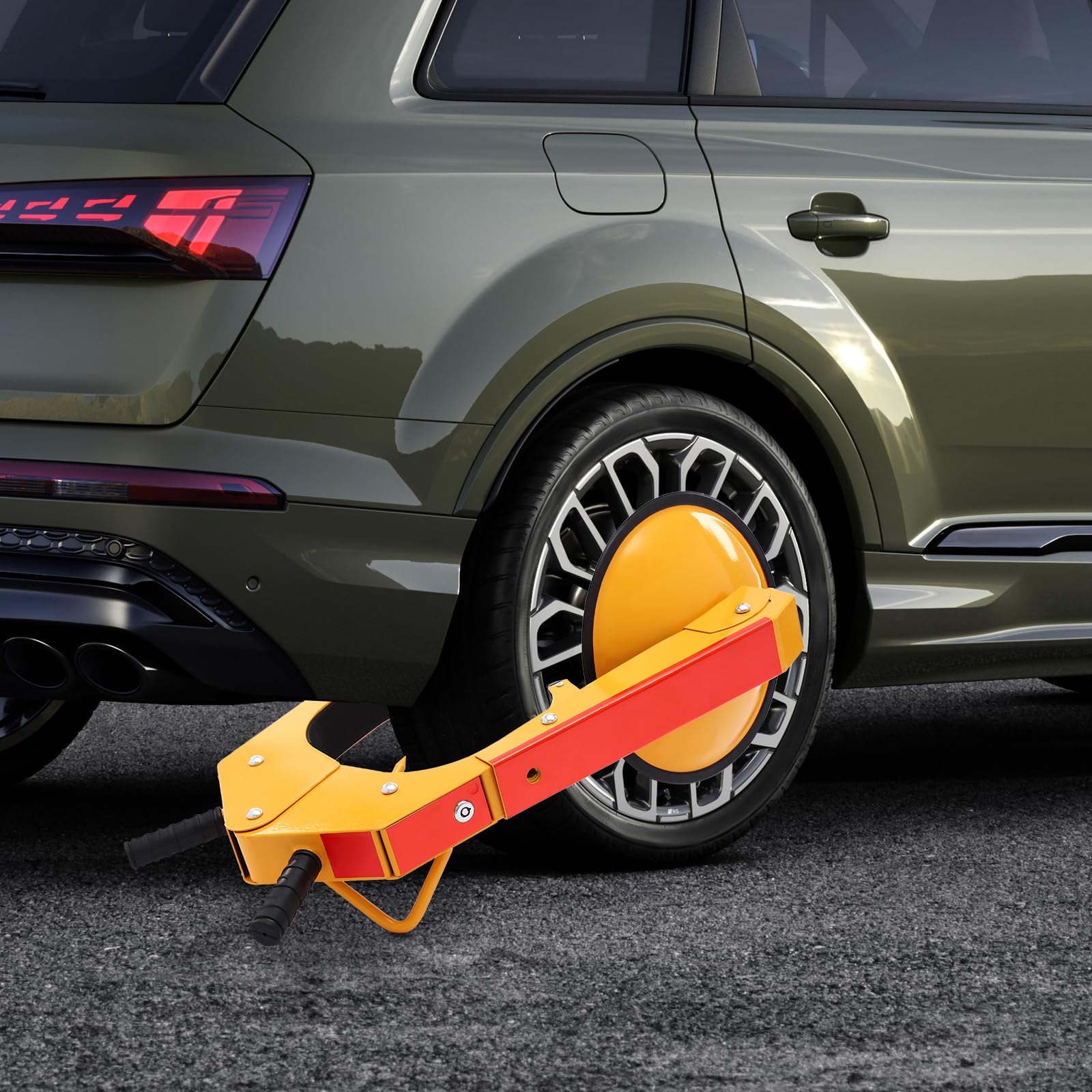 Radkralle Parkkralle, Reifenkralle mit PVC-U-Streifen und 5 Schlüssel Universal Radschloss Wegfahrsperre Diebstahlsicherung Sicher und Zuverlässig für Parkplätze Gelb