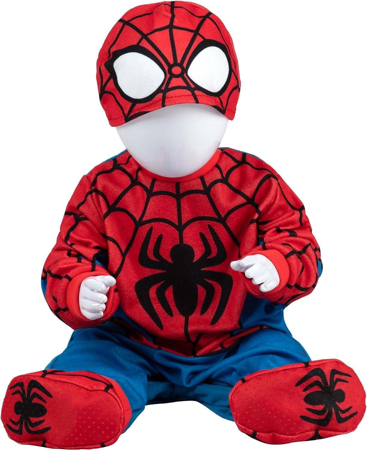 Marvel Spider-Man Official Infant Deluxe Costume - Premium Quality Minky Fabric and Non-Slip Grip Booties