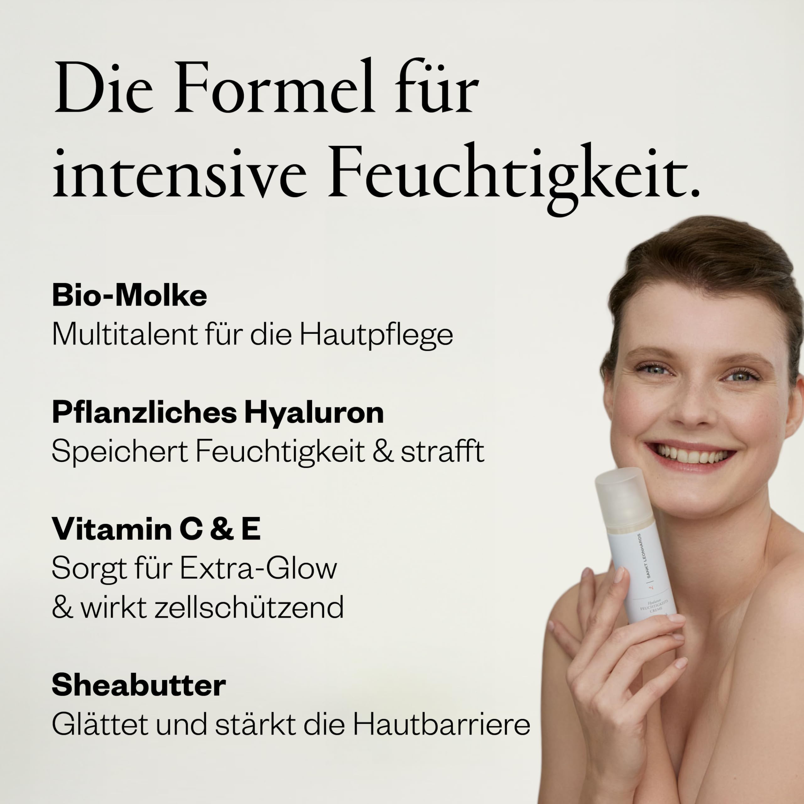 SANKT LEONHARDS - Hyaluron Feuchtigkeitscreme für das Gesicht - 50ml - für ein aufgepolstertes Hautbild & strahlenden Teint - mit Bio-Molke, Vitamin C, Hagebuttenkernöl & Nachtkerzenöl