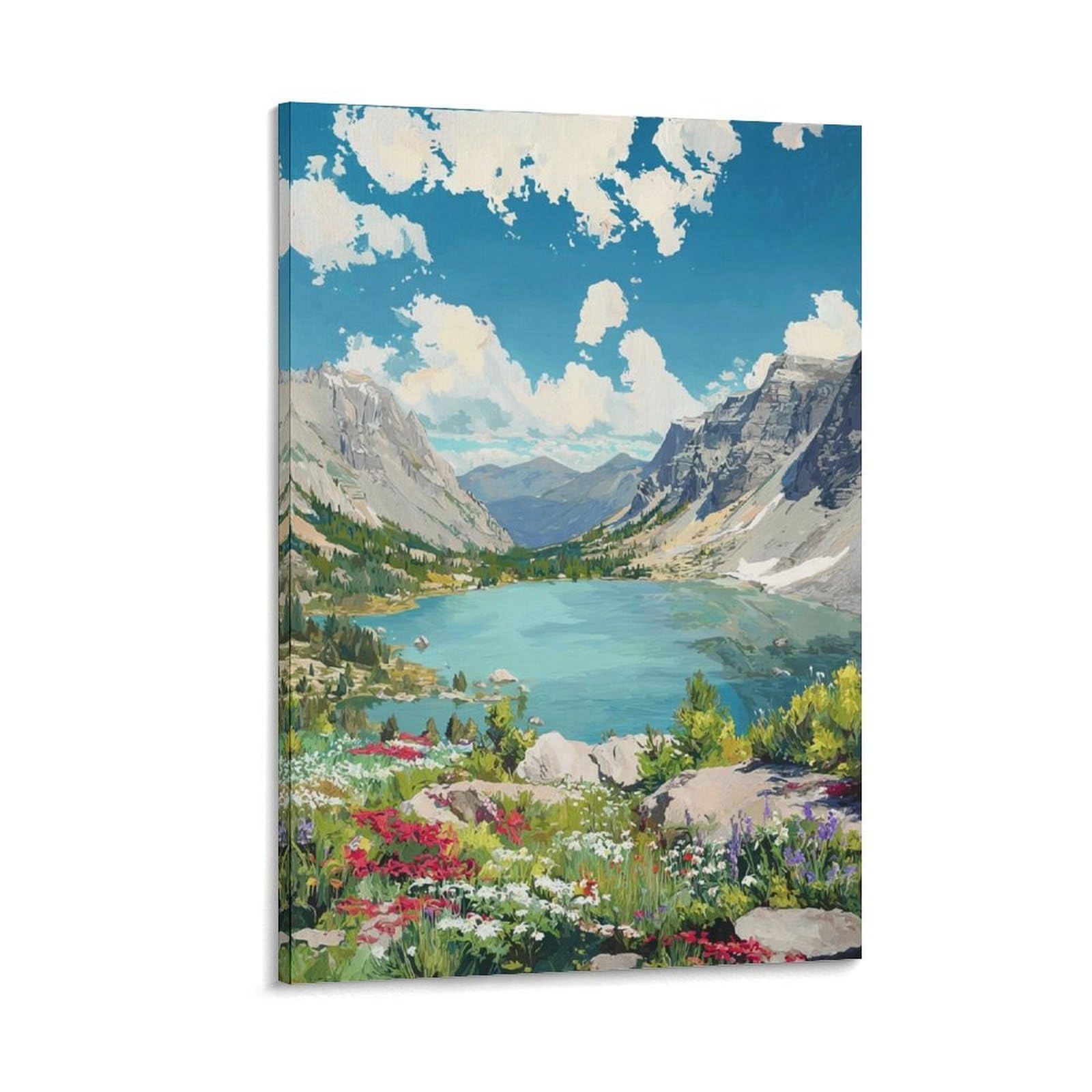 Lamoille Canyon Posters 20x30inch(50x75cm) Vintage Watercolor Canvas Art