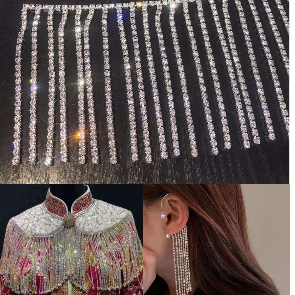 1 Yard Crystal Rhinestone Tassel Chain Trim Band Fringe - Image 3