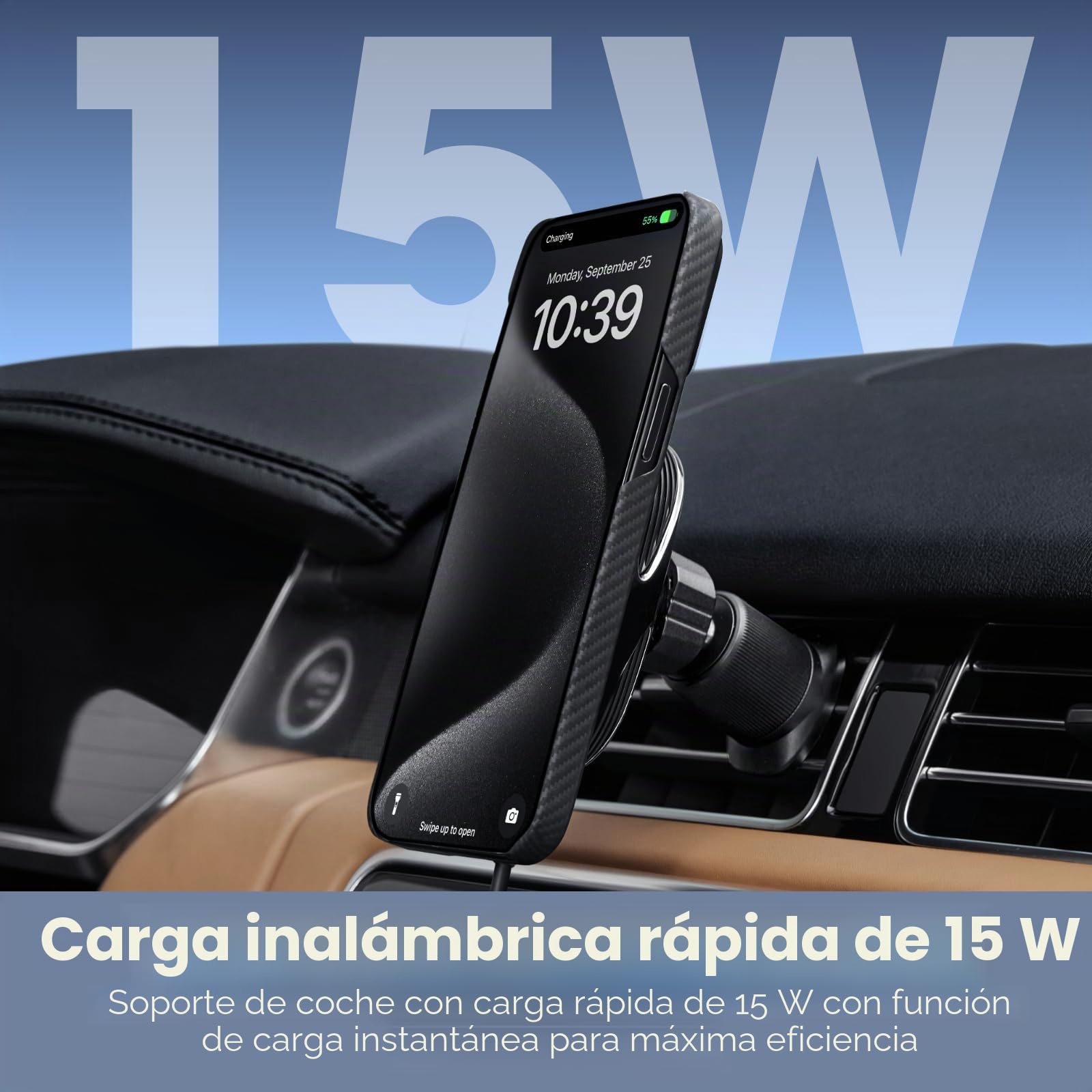 pitaka Cargador de coche Qi2 MagSafe con función NFC, rotación de 360° | Soporte magnético para teléfono de coche de 15 W, compatible con MagSafe y iPhone 17/16/15/14/13 Series, ventilación de aire