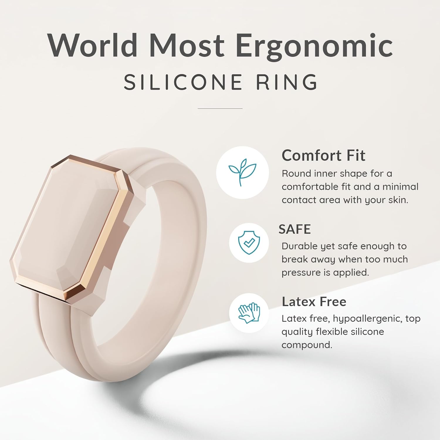 ThunderFit Trinity Stone Silicone Rings for Her - Faux Gemstone Rubber Wedding Engagement Bands for Women's, Variety Multipacks 1-3
