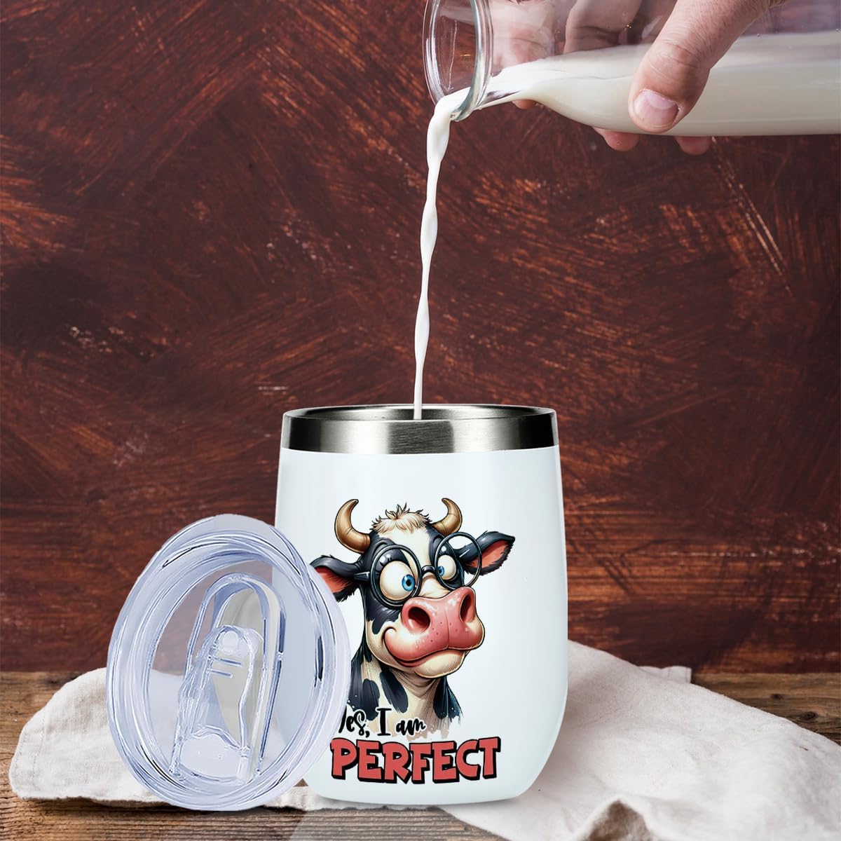 Funny Quotes Wine Tumbler, Cow Print Sarcastic Cow Gifts Double Wall Vacuum Insulated Coffee Mug Wine Glass 12 oz Tumbler with Lid for Women Men Brother Friend Teacher Birthday Appreciation Christmas - Image 6