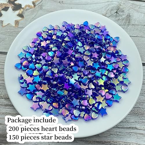 Miniatura 2 de 350 cuentas acrílicas con forma de estrella de corazón de 0.394 pulgadas, cuentas espaciadoras para hacer pulseras, collares, aretes, llaveros,
