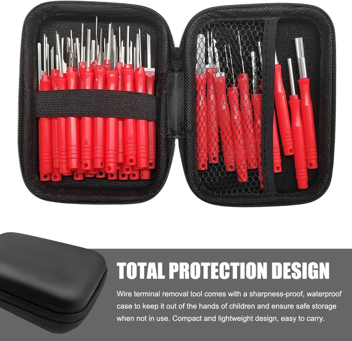 41PCS Terminal Removal Tool Kit, Electrical Wire Connector Pin Extractor Tool Set with Protective Box, Car Terminal Release Depinning Tools Kit for Automotive Household Devices (Red)