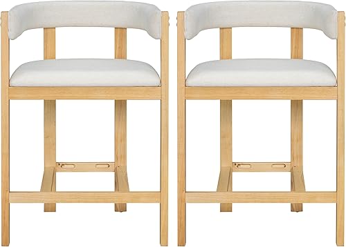 Miniatura 3 de Christopher Knight Home Rylan - Juego de 2 taburetes de bar tapizados de tela moderna para comedor, altura de encimera, taburete de madera de