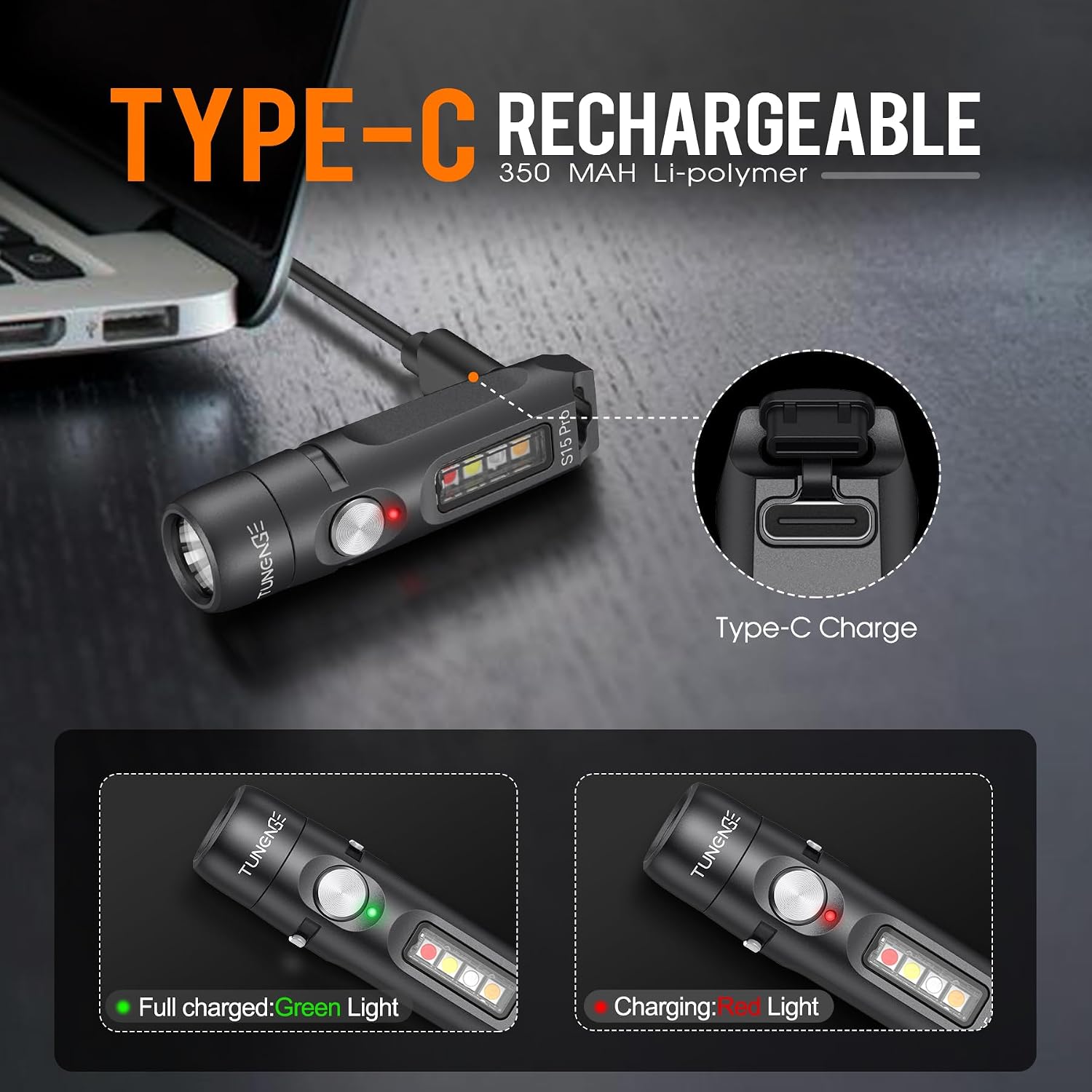 S15Pro Keychain Flashlight Rechargeable with Clip & Magnet,750 High Lumen EDC Pocket Flash Light,Multifunction Mini Side Light and 365nmUV- 11 Lighting Mode