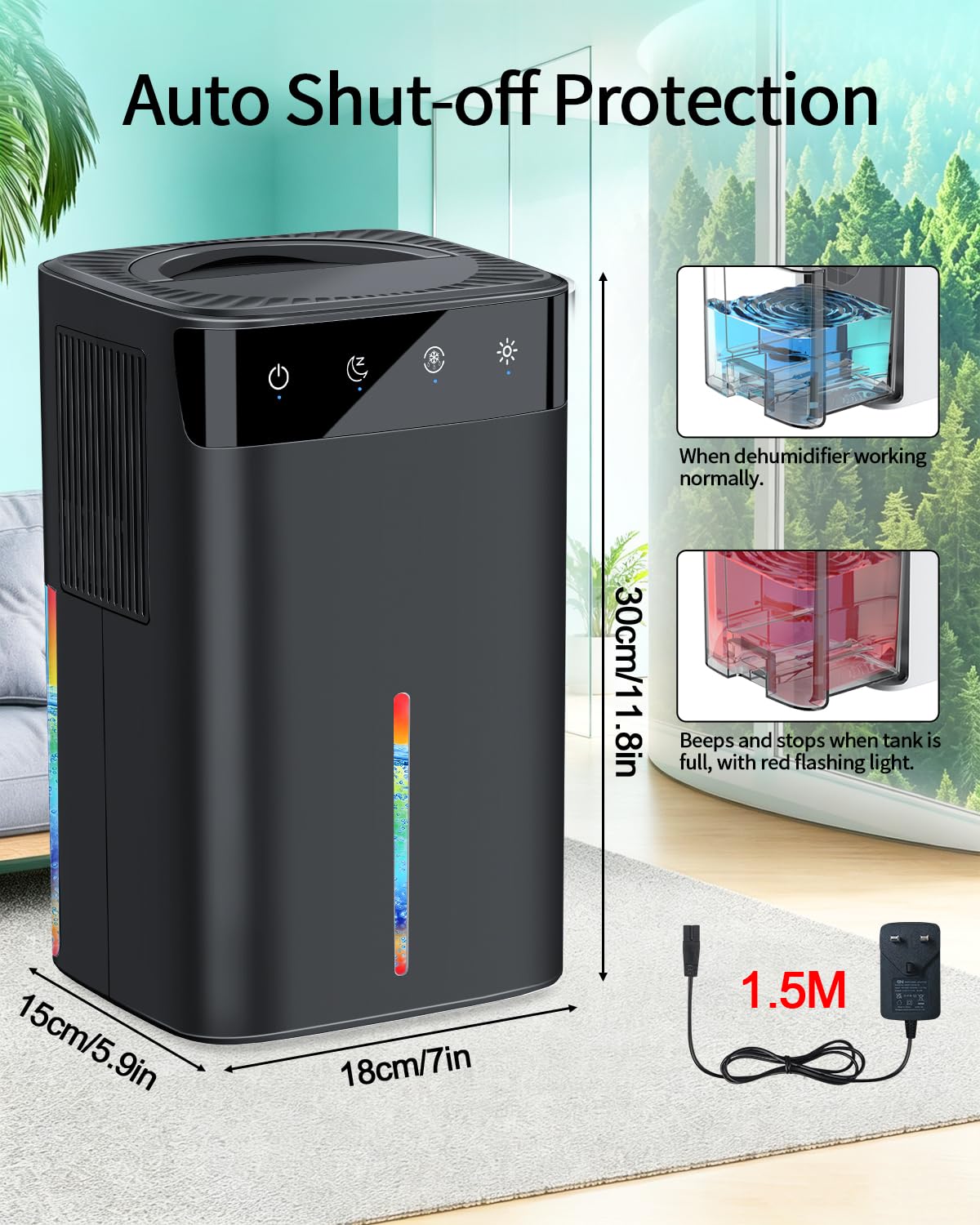Deshumidificadores para el hogar, unidad portátil de 2.6 L con