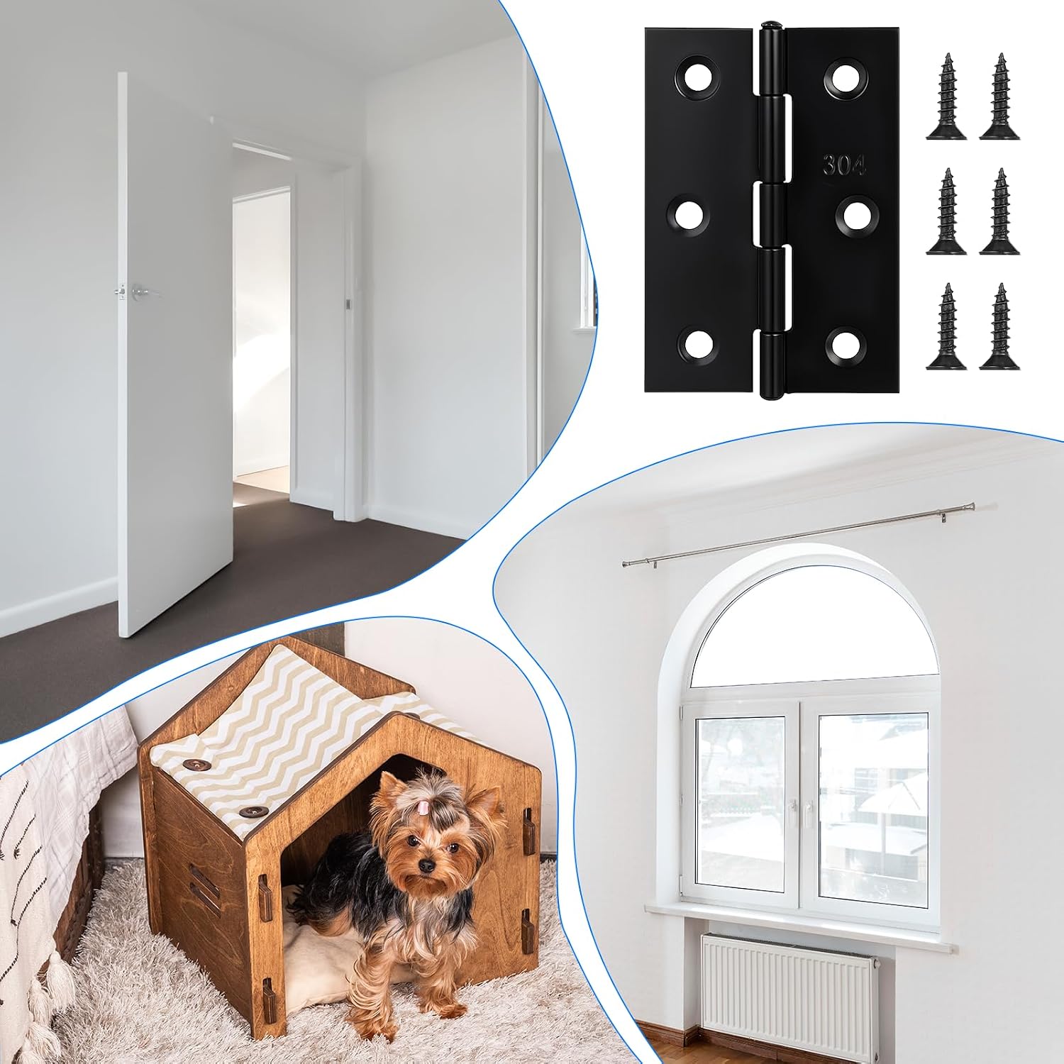 12 Pack Black Butt Hinges 3 Inch for Furniture Door Window Wooden Box Chest Cabinet Hinge
