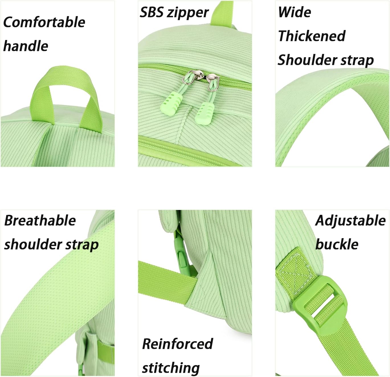 Girls Laptop Backpack Corduroy Bookbag For Teen Big Studen School Bag Durable Travel Daypack (5green) - Image 5