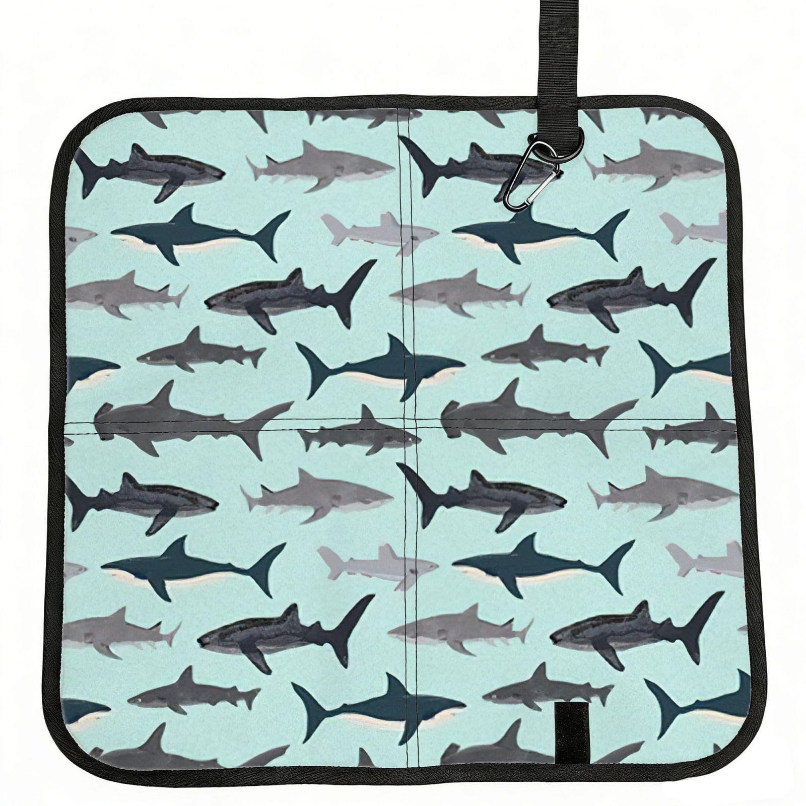 KAPPTYY Shark Printed Bleacher Seat Cushion PE Foam Filling, Foldable Sitting Pad for Concert Stadium Events