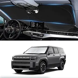 Custom Sunshade for Santa Fe Windshield Sun Shade for 2026 2025-2019 Hyundai Santa Fe, SE, SEL, SEL Plus, Limited, Ultimate Accessories Heat Insulation Cooling Front Window Cover for Windshield