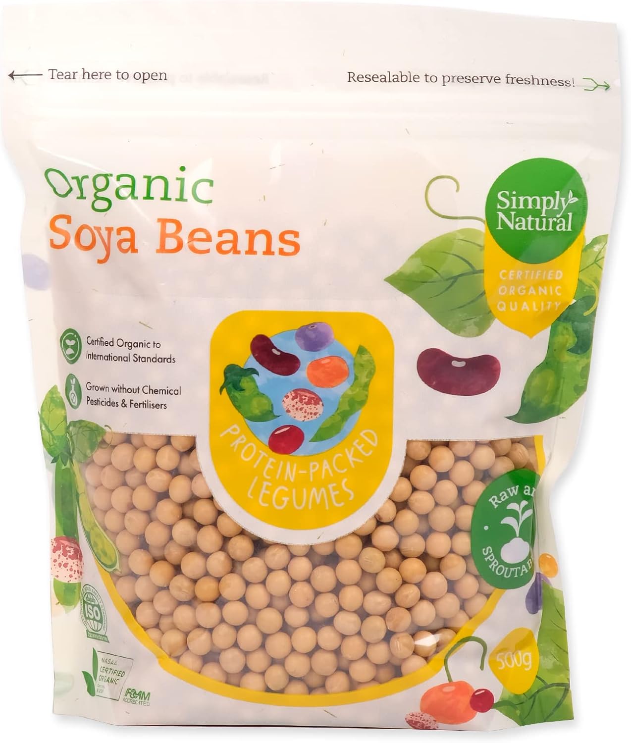 Simply Natural Organic Soy Beans, 500g Amazon.sg Grocery