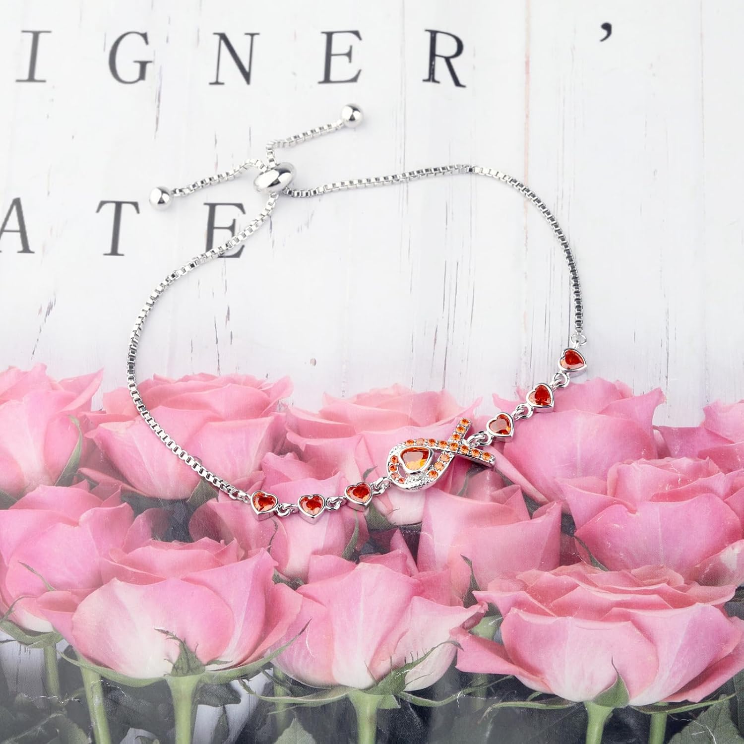 HOLLP Orange Awareness Ribbon Bracelet Jewelry Orange Awareness Ribbon Survivor Gift Leukemia Warrior Gift - Image 3