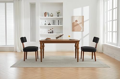 Miniatura 9 de Set of 2 Modern Armless Dining Chairs with Curved Backrest and Solid Wood Legs, Table & Chair Sets for Dining Room Living Room Kitchen Office,Black