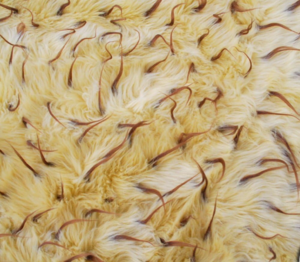 Faux Fake Fur Fabric Long Pile 2 Tone Spike Tan Brown / 60 Wide/Sold by The Yard
