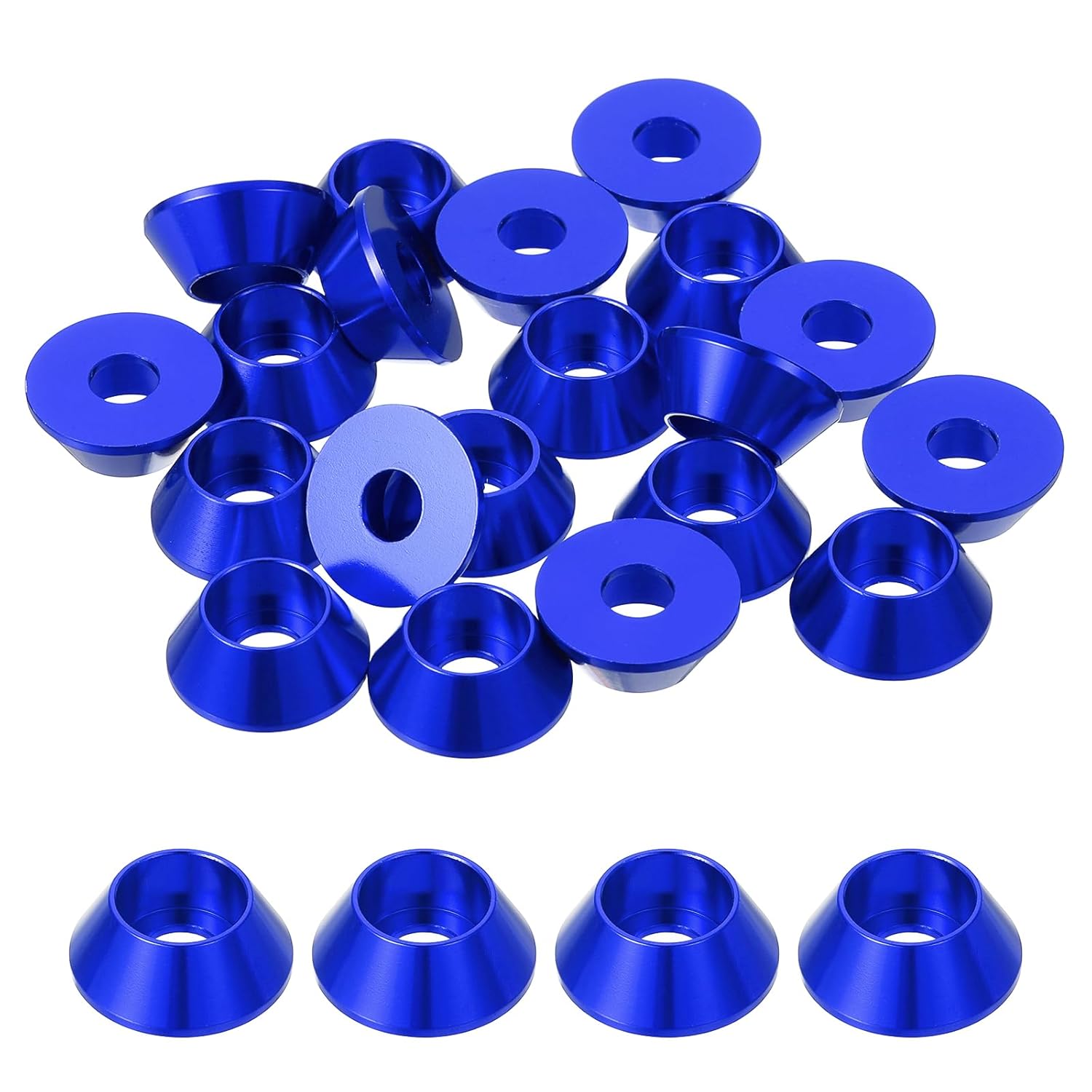 MECCANIXITY M6 Cone Cup Washers, Anodized Aluminum Gaskets Cup Head Washer Gasket for Screw RC/FPV/PC/Drone/Mechanical Accessories Model Parts, Pack of 30 (Dark Blue)
