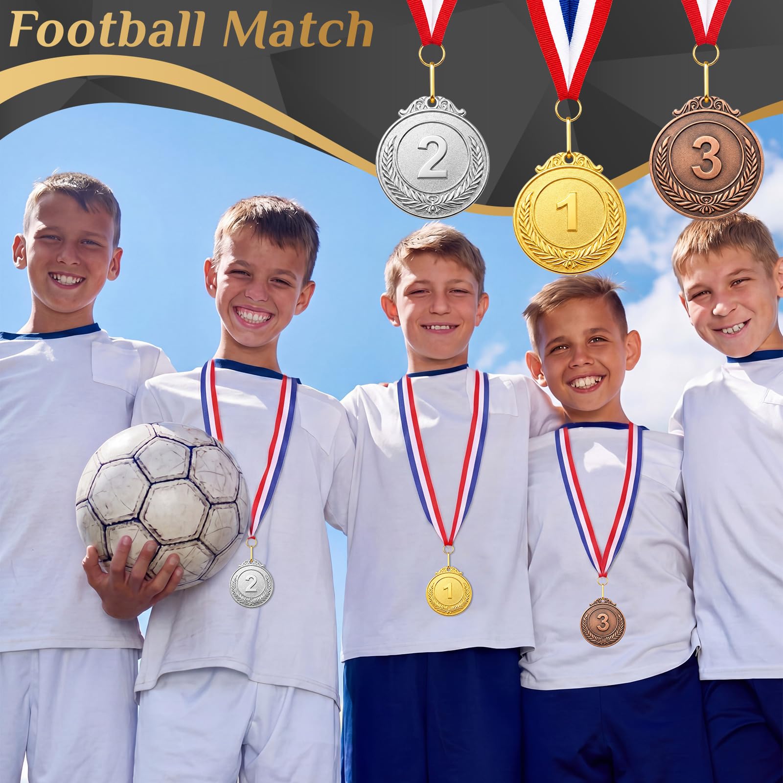 Kigeli Medaglie per il premio, in bronzo e oro, con nastro per il collo, 1°, 2°, 3°, premio per bambini, adulti, competizioni, sport, api ortografiche, 5 cm