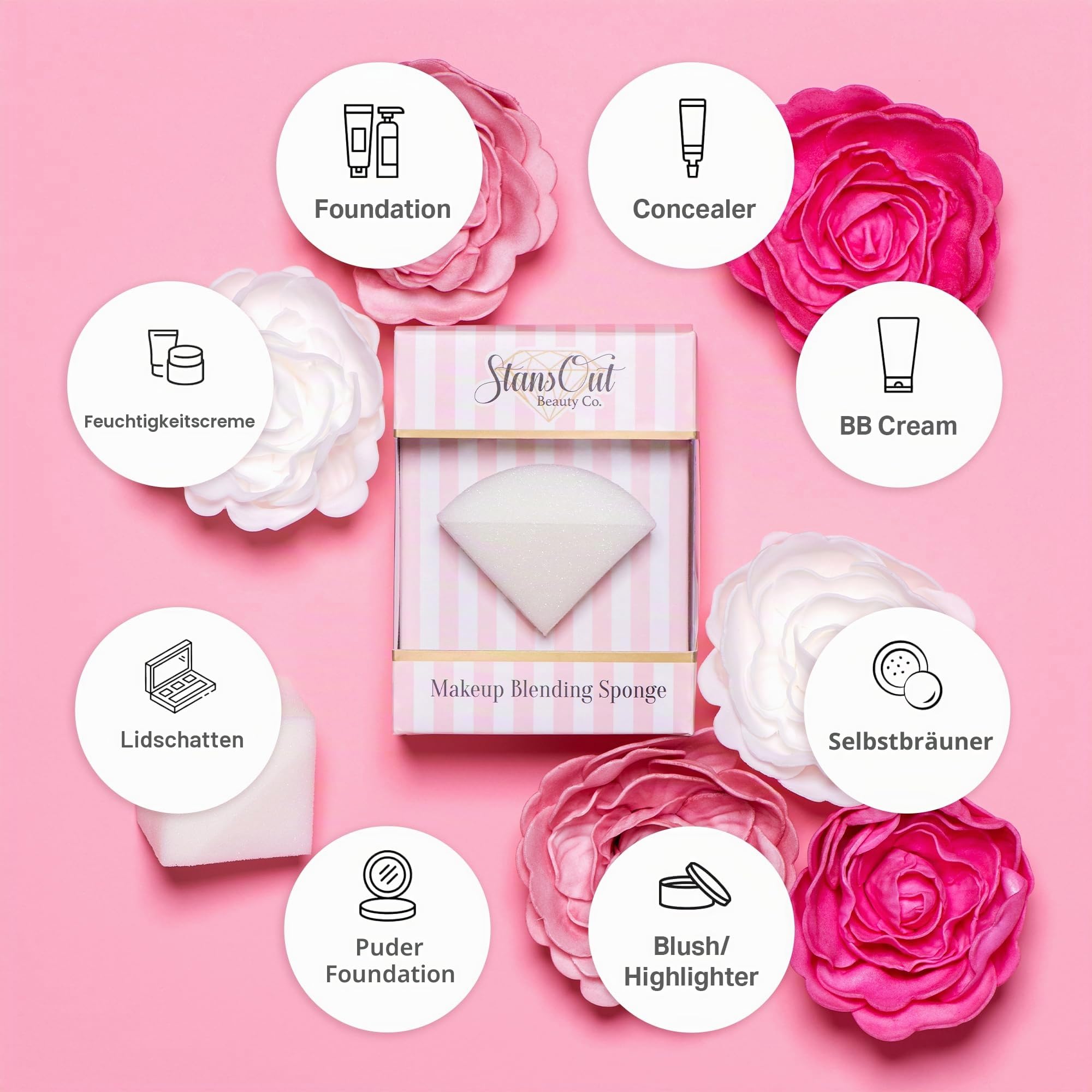 StansOut Make-up Blending Sponge Memory Foam Blender für Flüssigkeit, Creme & Puder Foundations, kein Wasser erforderlich, Airbrush-Finish, makellose Anwendung