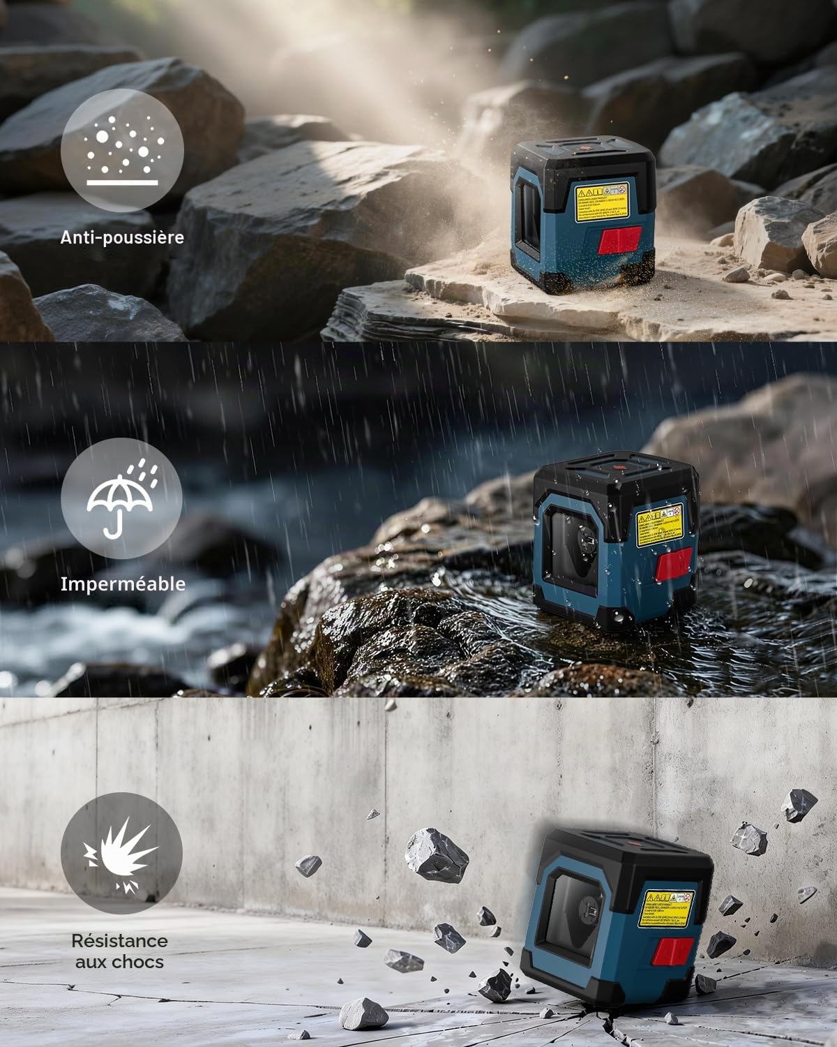 Niveau Laser Vert, RockSeed Cross Line Laser avec Auto-nivellement, Lignes Verticales et Horizontales, Rotatif à 360 Degrés, Pochette de Transport, Batterie Incluse