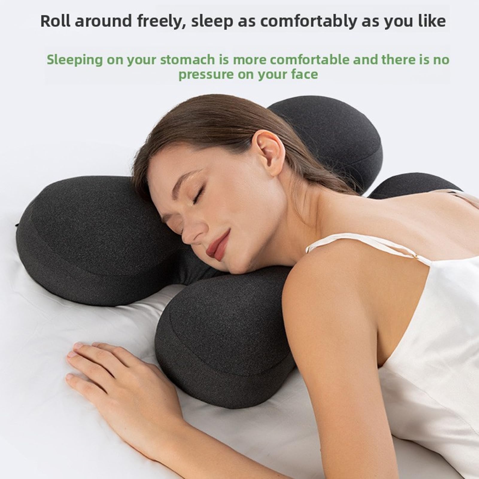 Almohada Antiarrugas, Almohada de Espuma viscoelástica para Cuello, para Dormir de Lado con Varilla Moldeadora Ajustable