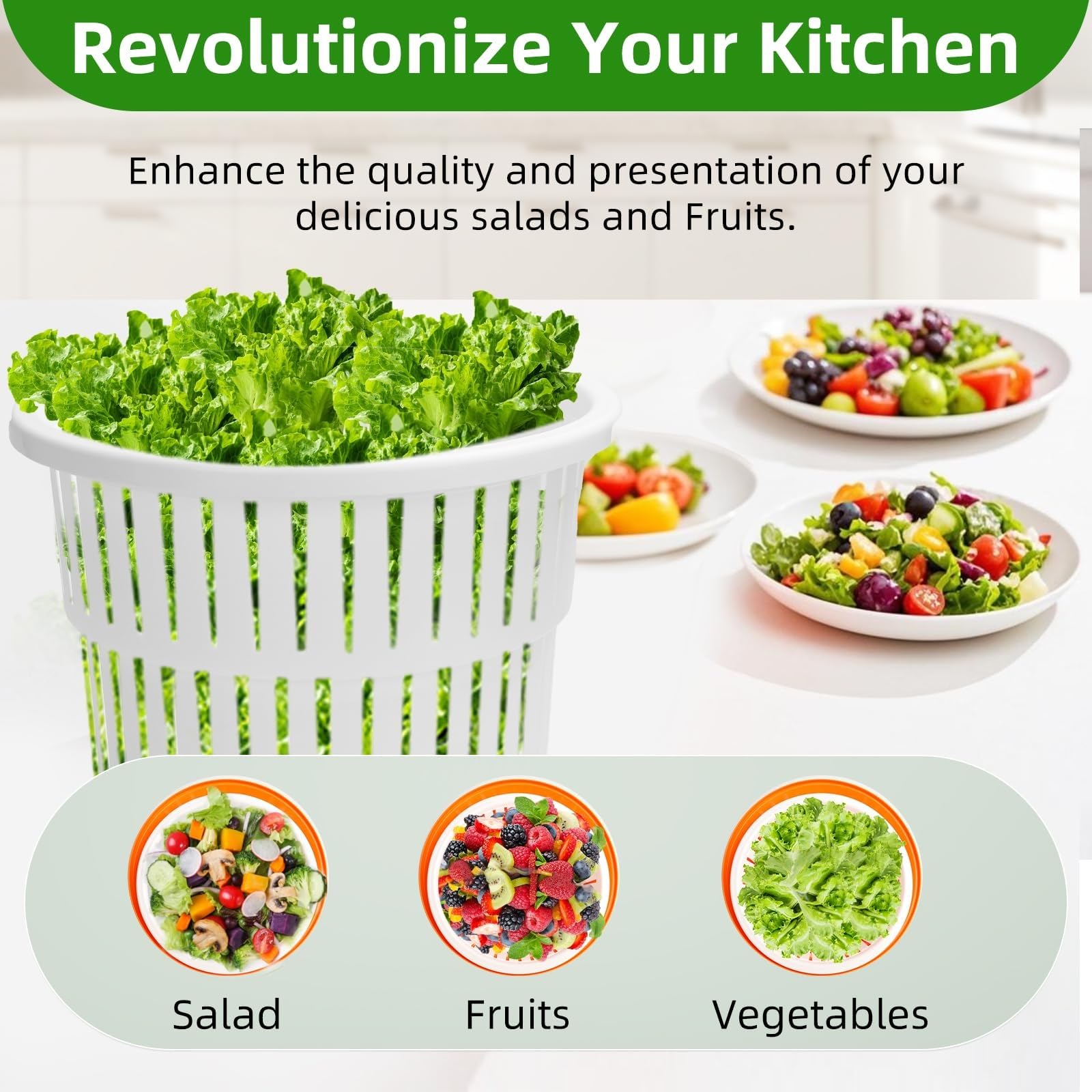 Centrifuga per insalata di grande capacità, asciugatrice manuale per frutta e verdura con manico rotante, ideale per uso domestico e ristorante, macchina per insalata da 12 litri per verdure fresche